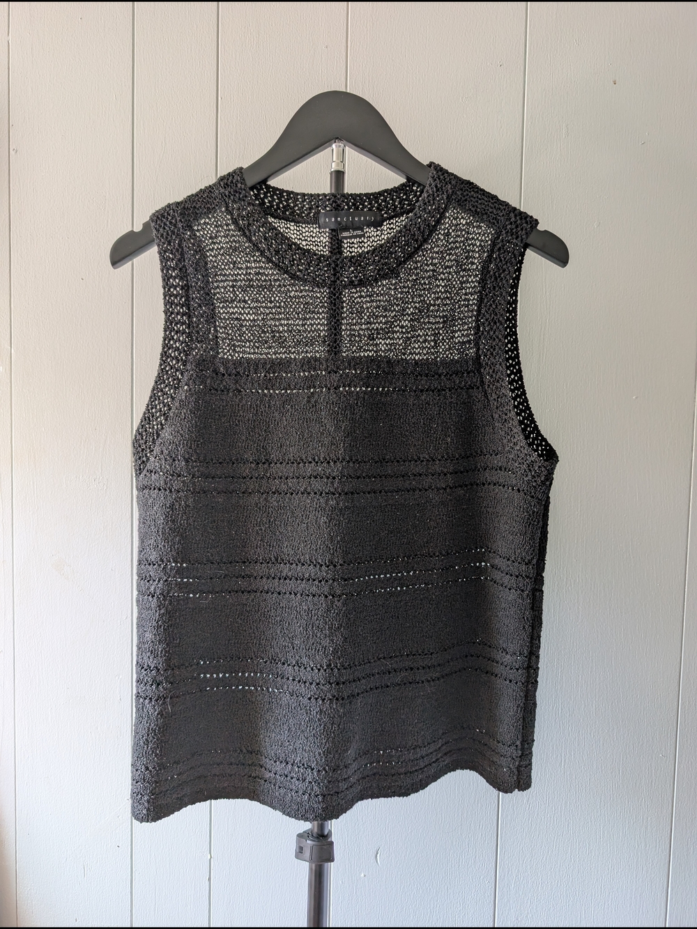 Sanctuary Black Crochet Knit Tank